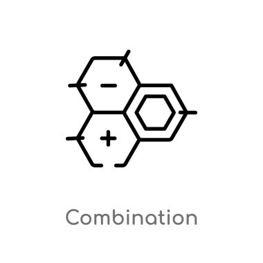 anahat kombinasyonu vektör simgesi. eğitim kavramından izole siyah basit çizgi elemanı illüstrasyon. beyaz arka planda değiştirilebilir vektör kontur kombinasyonu simgesi