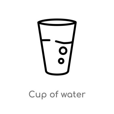 su vektör simgesi fincan anahat. basit izole çizgi eleman siyah ölçme kavramı. Beyaz arka planda su simgesi düzenlenebilir vektör kontur fincan