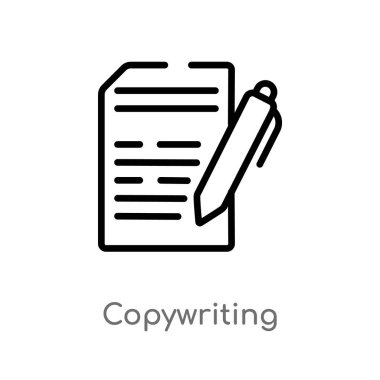 Anahat copywriting vektör simgesi. Genel-1 kavramı izole siyah basit çizgi eleman illüstrasyon. Beyaz arka planda düzenlenebilir vektör kontur copywriting simgesi