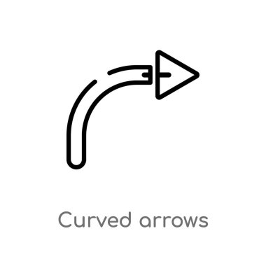 anahat kavisli oklar vektör simgesi. kullanıcı arabirimi kavramından izole siyah basit çizgi öğesi illüstrasyon. beyaz arka planda değiştirilebilir vektör vuruşu eğri oklar simgesi
