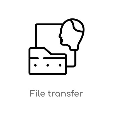 anahat dosya aktarım vektör simgesi. yapay zeka kavramından izole siyah basit çizgi elemanı illüstrasyon. beyaz arka planda değiştirilebilir vektör kontur dosyası aktarım simgesi