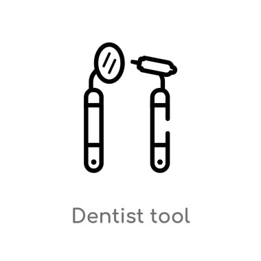 Anahat diş hekimi aracı vektör simgesi. basit izole hat eleman illüstrasyon tıbbi kavramı. Beyaz arka planda düzenlenebilir vektör kontur dişçi aracı simgesi