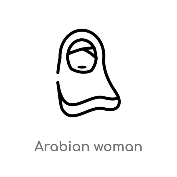 Esboço Arabian Mulher Vetor Ícone Isolado Preto Simples Ilustração Elemento —  Vetores de Stock