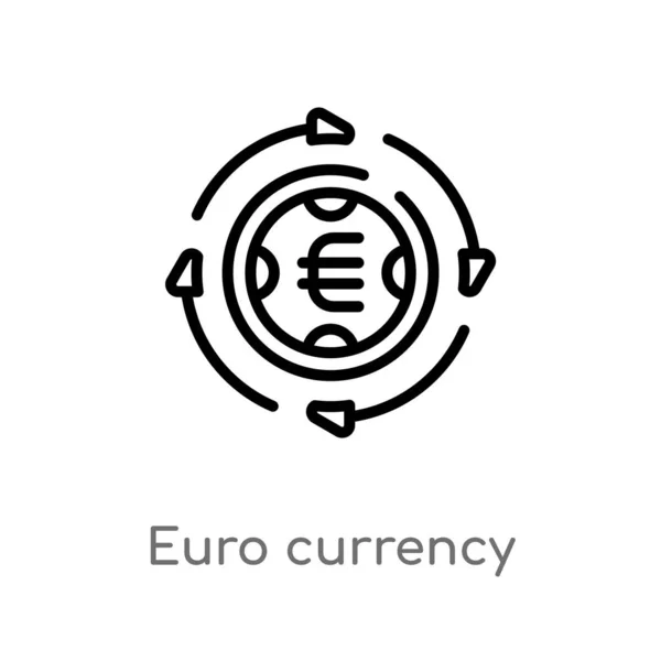 Контур Значка Вектора Валюты Евро Изолированная Черная Простая Иллюстрация Элемента — стоковый вектор