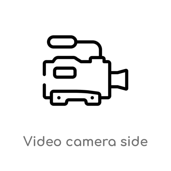 Contorno Cámara Vídeo Vista Lateral Icono Vector Aislado Negro Simple — Vector de stock