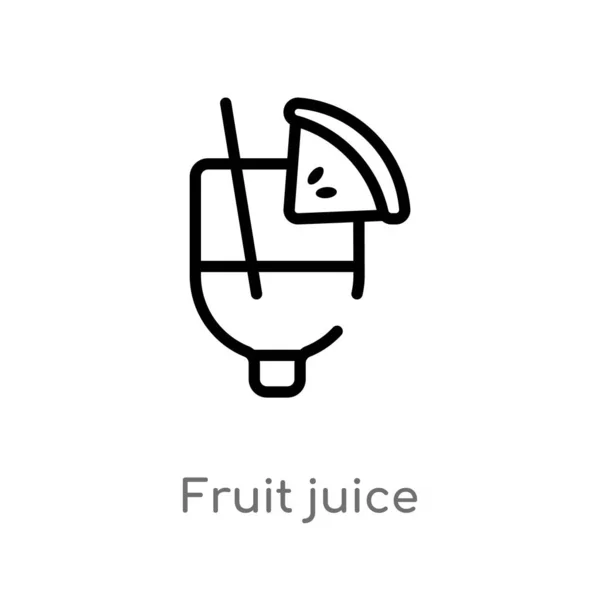 Contorno Zumo Fruta Icono Del Vector Aislado Negro Simple Línea — Vector de stock