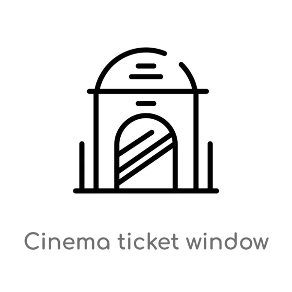 Kontur Cinema Ticket Fönster Vektor Ikon Isolerad Svart Enkel Linjeelement — Stock vektor