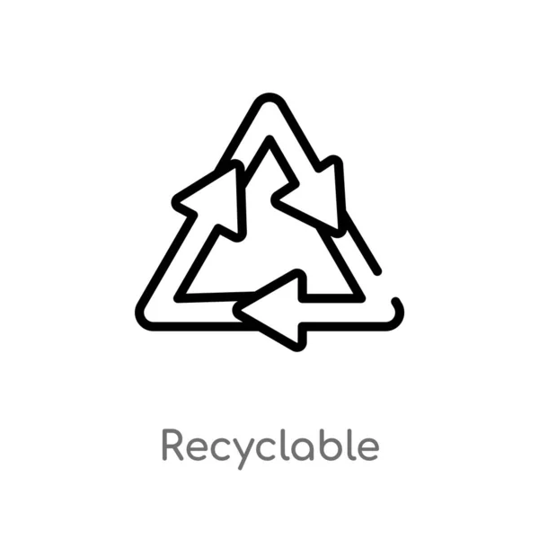 Obrysu Recyklovatelné Vektorové Ikony Izolovaný Černý Jednoduchý Linkovou Prvek Ilustrace — Stockový vektor