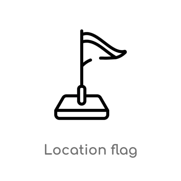 Иконка Вектора Флага Местоположения Изолированная Черная Простая Иллюстрация Элемента Линии — стоковый вектор