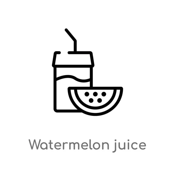Umreißen Wassermelonensaft Vektor Symbol Vereinzelte Darstellung Schwarzer Einfacher Linien Aus — Stockvektor