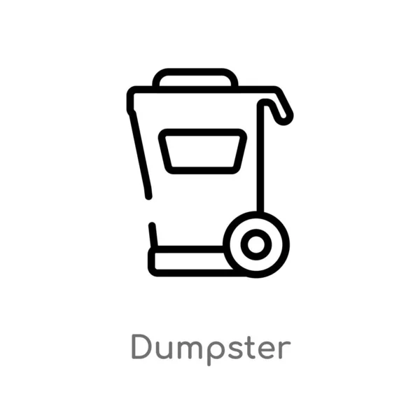 Delinear Ícone Vetor Dumpster Isolado Preto Simples Ilustração Elemento Linha — Vetor de Stock