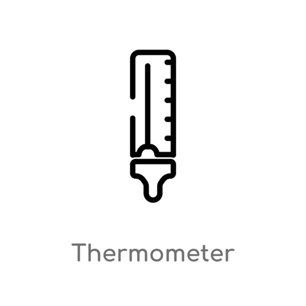 Umriss Thermometer Vektorsymbol Isolierte Darstellung Schwarzer Einfacher Linien Aus Dem — Stockvektor