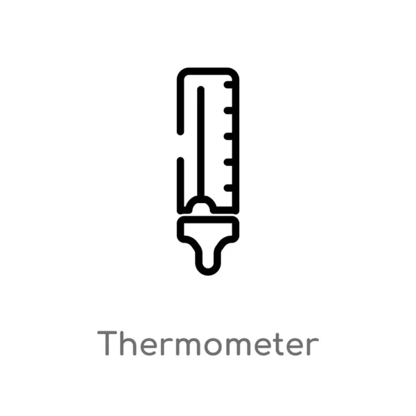 Delinear Ícone Vetor Termômetro Isolado Preto Simples Ilustração Elemento Linha —  Vetores de Stock