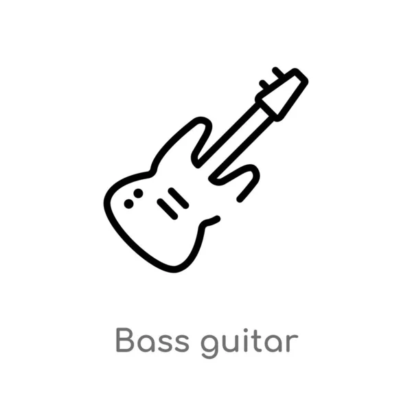 Contorno Icono Del Vector Bajo Guitarra Aislado Negro Simple Línea — Vector de stock