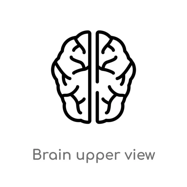 轮廓大脑上视图矢量图标 从人体各部位的概念中 孤立的黑色简单线条元素例证 可编辑的矢量中风大脑在白色背景上的高视图图标 — 图库矢量图片