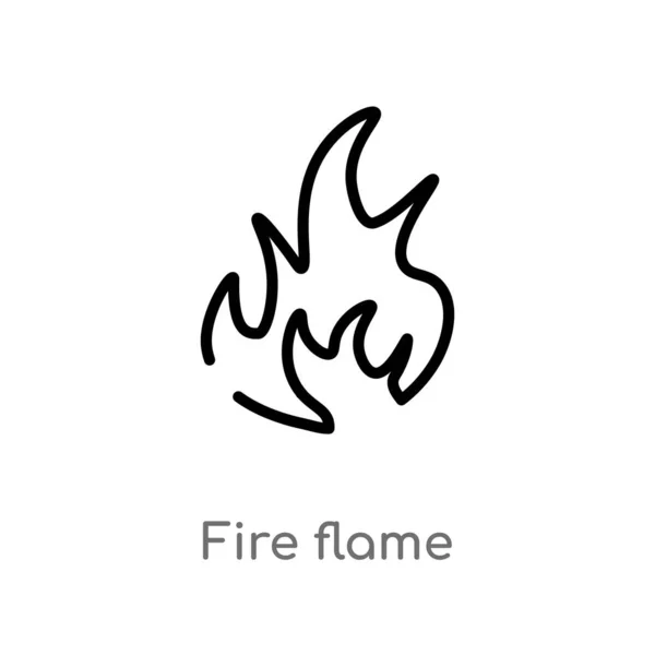 Overzicht Fire Flame Vector Icon Geïsoleerde Zwarte Eenvoudige Lijn Element — Stockvector
