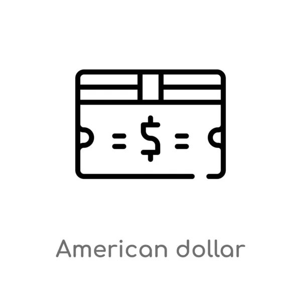 Contour Icône Vectorielle Billet Dollar Américain Illustration Isolée Élément Ligne — Image vectorielle