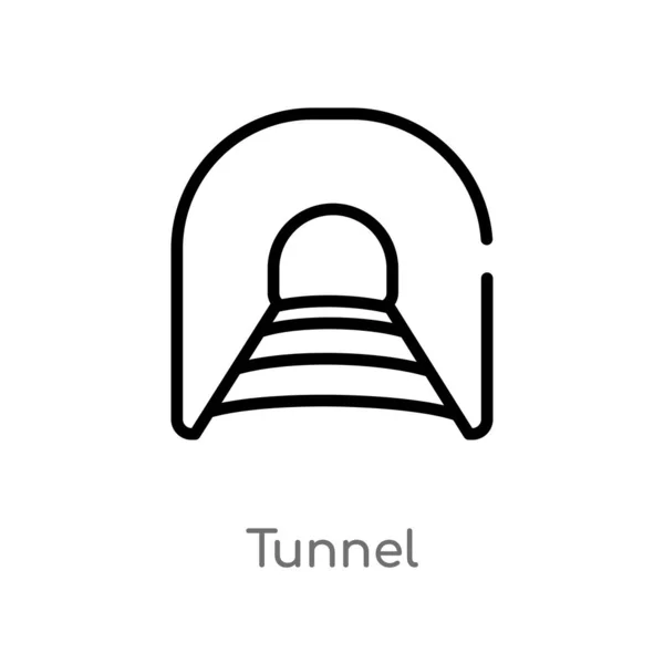 Contorno Icono Túnel Vector Aislado Negro Simple Línea Elemento Ilustración — Vector de stock