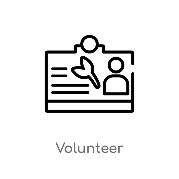 概述了志愿者向量图标 孤立的黑色简单的线元素插图从营销概念 可编辑的向量行程志愿者图标在白色背景 — 图库矢量图片