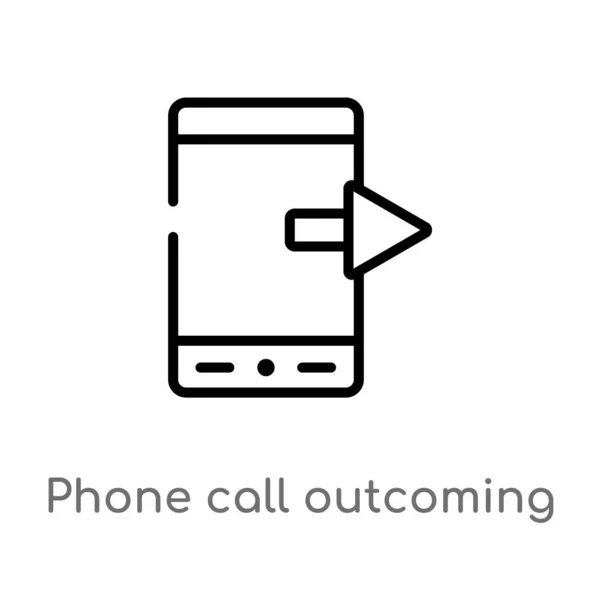 Outline Phone Call Outcoming Vector Icon Isolated Black Simple Line — Stock Vector