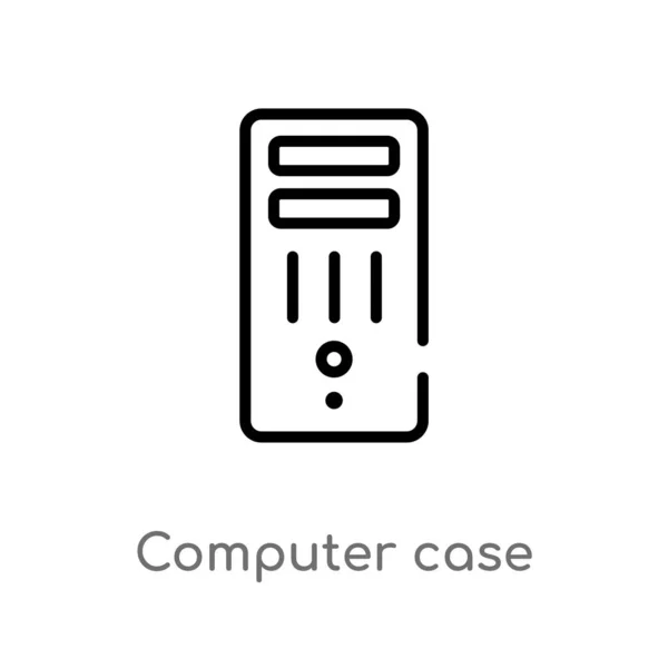 Outline Komputer Case Vector Icon Ilustrasi Elemen Sederhana Hitam Terisolasi - Stok Vektor
