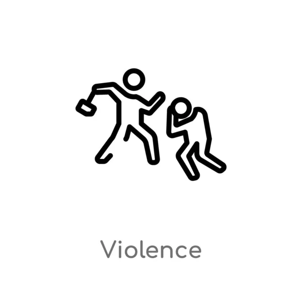 Décrire Icône Vectorielle Violence Illustration Isolée Élément Ligne Simple Noire — Image vectorielle