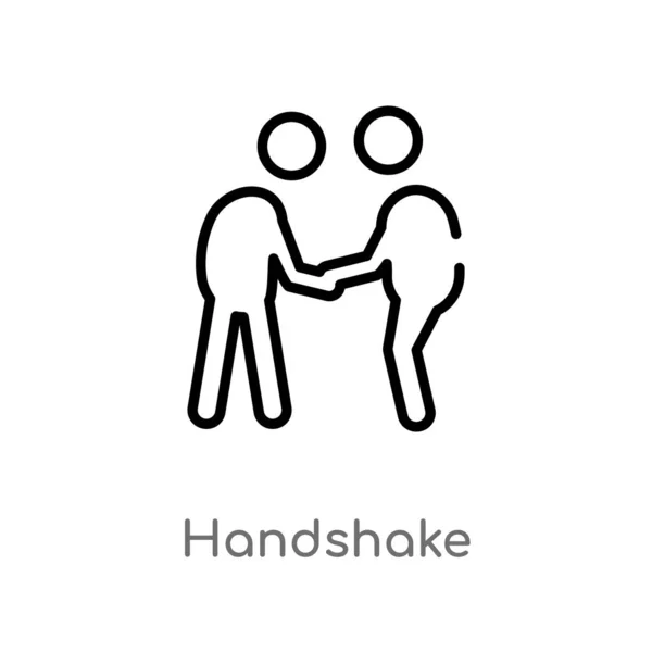 Ikon För Dispositions Handskakning Isolerad Svart Enkel Linjeelement Illustration Från — Stock vektor