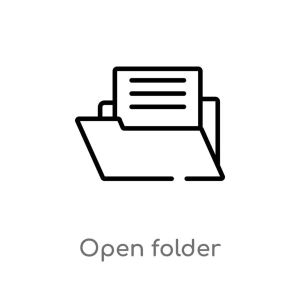 Outline Open Folder Vector Icon Isolated Black Simple Line Element — Stock Vector