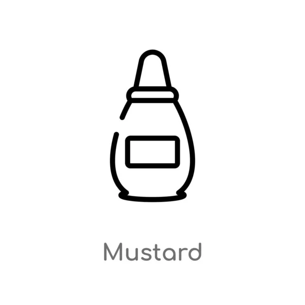 Zarys Ikona Wektor Musztardy Białym Tle Prosta Ilustracja Koncepcji Gastronomii — Wektor stockowy