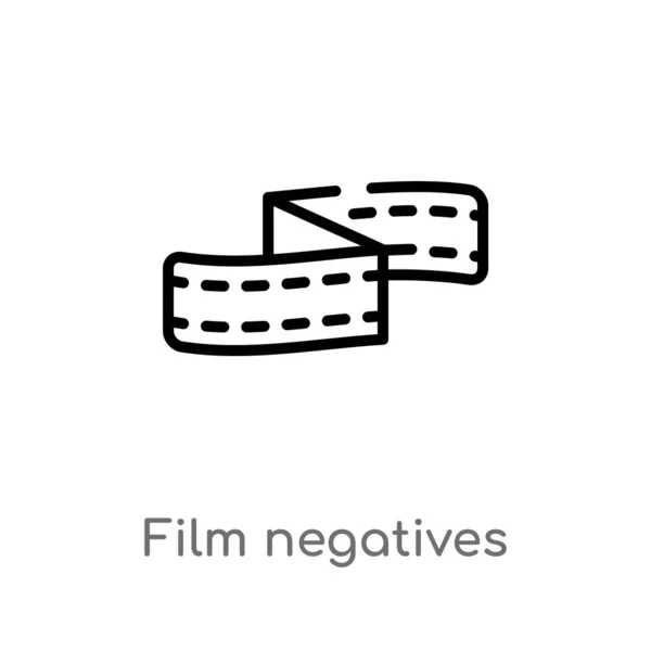 轮廓胶片底片矢量图标 从电影概念中分离出黑色简单线元素插图 白色背景上的可编辑矢量描边胶片底片图标 — 图库矢量图片