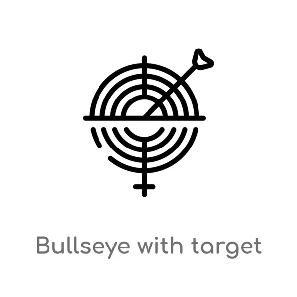 Contour Bullseye Avec Icône Vectorielle Cible Illustration Isolée Élément Ligne — Image vectorielle
