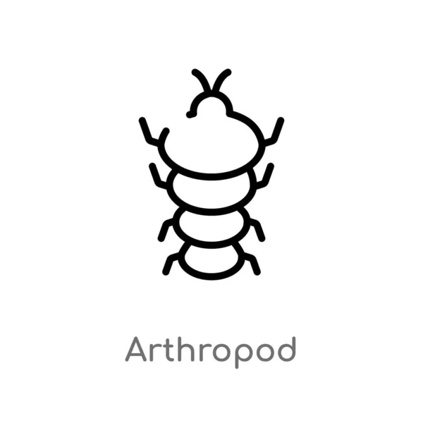 Outline Arthropod Vector Icon Isolated Black Simple Line Element Illustration — Stock Vector