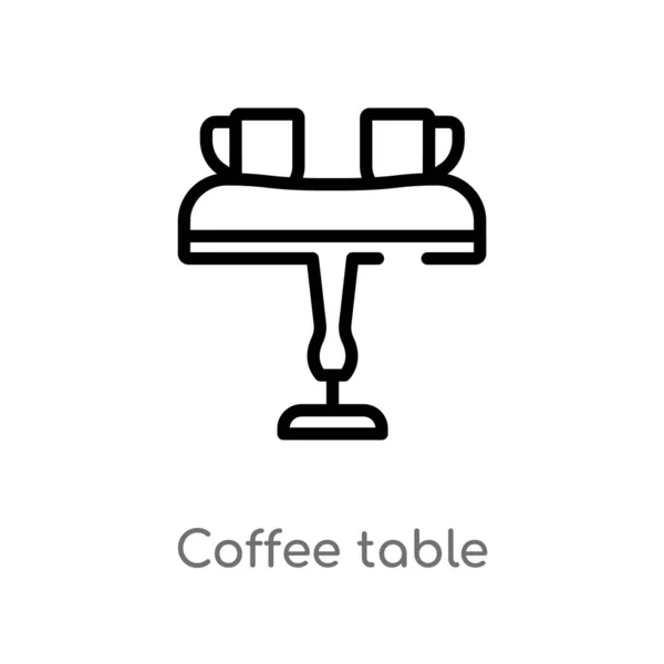 Contorno Mesa Café Icono Vectorial Aislado Negro Simple Línea Elemento — Vector de stock