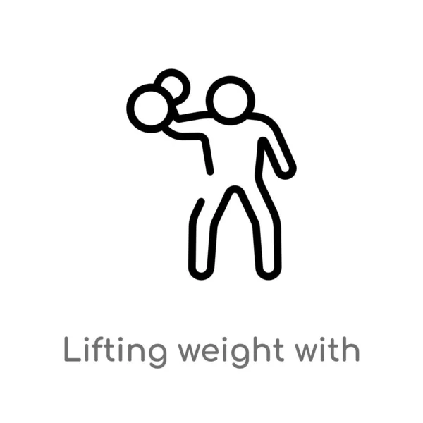 Outline Lifting Weight Right Arm Vector Icon Isolated Black Simple — Stock Vector
