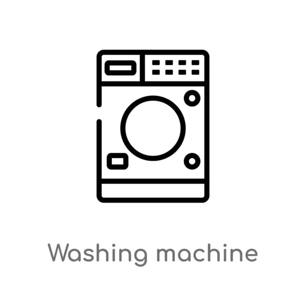 Umriss Waschmaschine Vektor Symbol Vereinzelte Darstellung Schwarzer Einfacher Linien Aus — Stockvektor