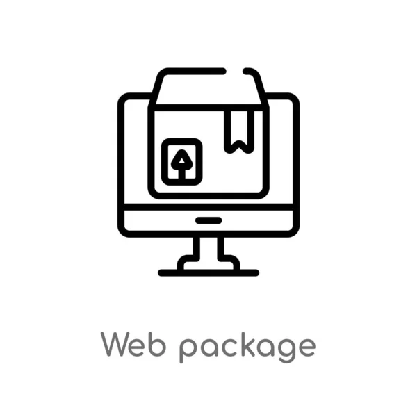 Contorno Icono Vector Paquete Web Aislado Negro Simple Línea Elemento — Archivo Imágenes Vectoriales