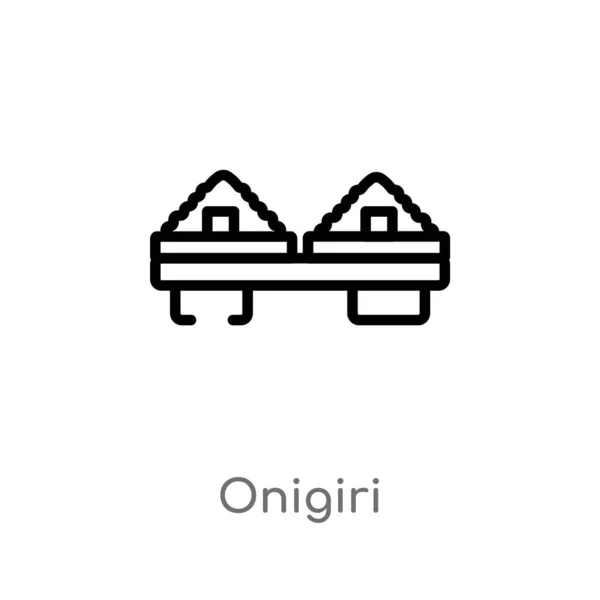 Contorno Onigiri Vector Icono Ilustración Aislada Elemento Línea Simple Negro — Vector de stock