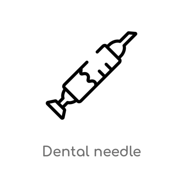 Esbozar Icono Vectorial Aguja Dental Aislado Negro Simple Línea Elemento — Archivo Imágenes Vectoriales