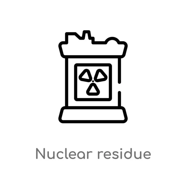 Delinear Ícone Vetor Resíduos Nucleares Isolado Preto Simples Ilustração Elemento — Vetor de Stock