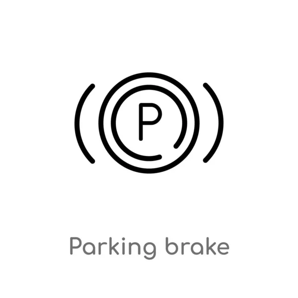 Outline Parking Brake Vector Icon Isolated Black Simple Line Element — Stock Vector