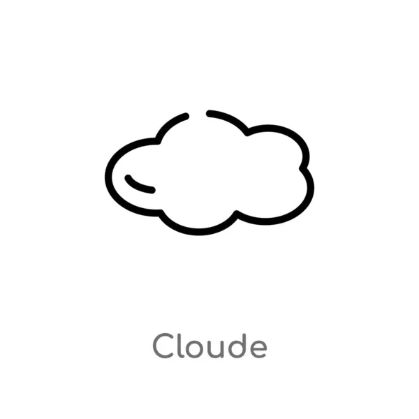 Overzicht Wolken Vector Icoon Geïsoleerde Zwarte Eenvoudige Lijn Element Illustratie — Stockvector