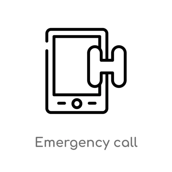 Outline Emergency Call Vector Icon Isolated Black Simple Line Element — Stock Vector