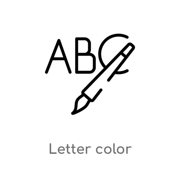 大纲字母颜色矢量图标 从社会概念中孤立的黑色简单的线元素例证 白色背景上的可编辑矢量笔画字母颜色图标 — 图库矢量图片
