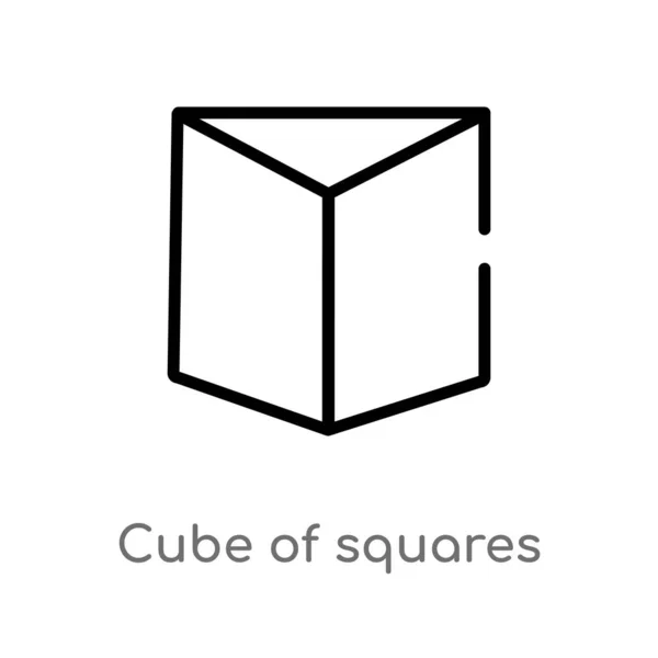 Esboço Cubo Quadrados Vetor Ícone Ilustração Elemento Linha Simples Preto — Vetor de Stock
