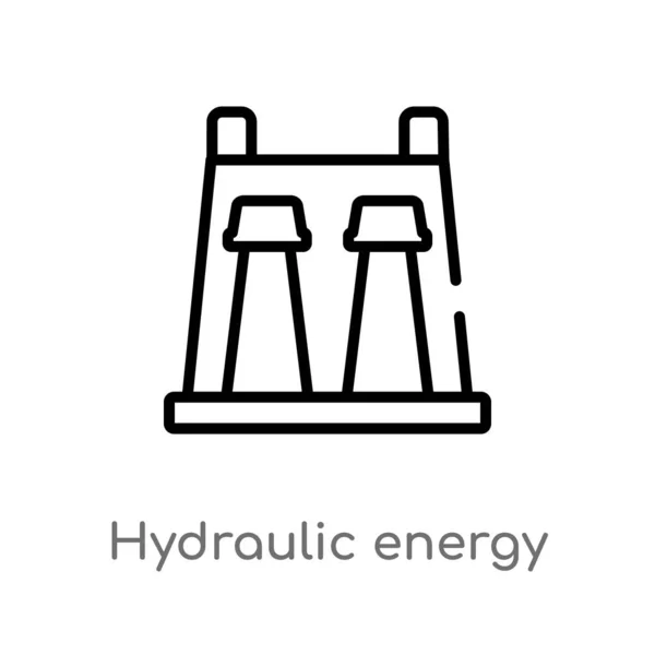 Schéma Icône Vecteur Énergie Hydraulique Illustration Isolée Élément Ligne Simple — Image vectorielle