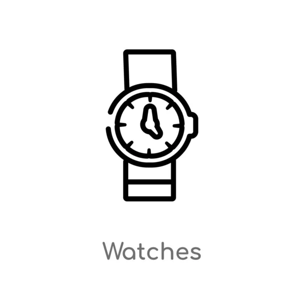 Contorno Relojes Vector Icono Aislado Negro Simple Línea Elemento Ilustración — Vector de stock