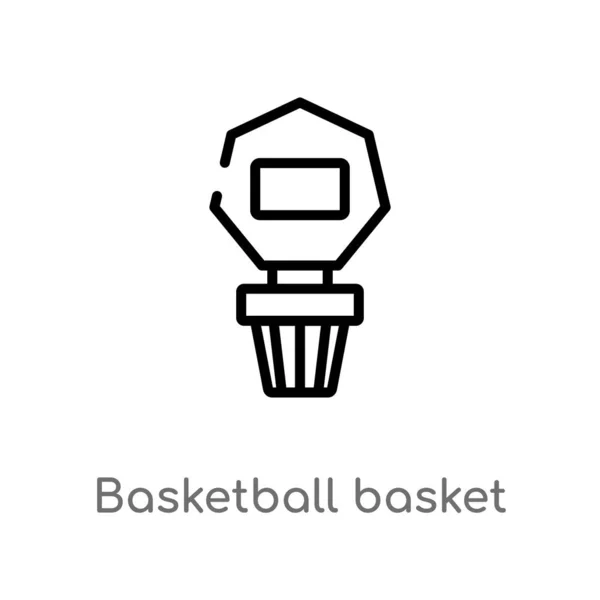 Umreißen Basketball Korb Vektor Symbol Vereinzelte Schwarze Einfache Linie Element — Stockvektor