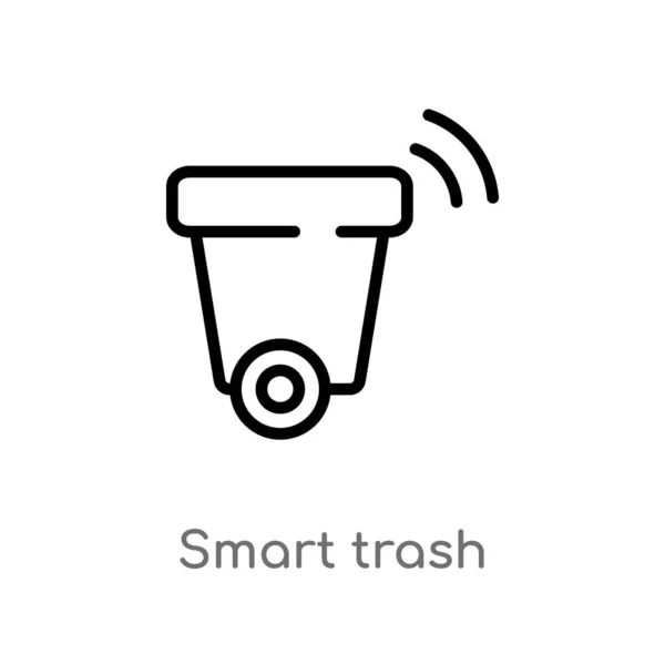 Umreißen Smart Trash Vektor Icon Isolierte Darstellung Schwarzer Einfacher Linien — Stockvektor