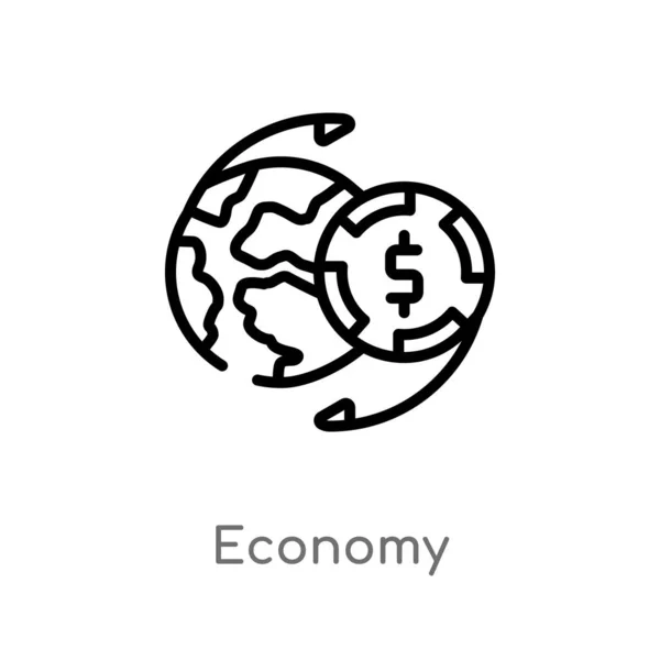 Overzicht Economie Vector Pictogram Geïsoleerde Zwarte Eenvoudige Lijn Element Illustratie — Stockvector