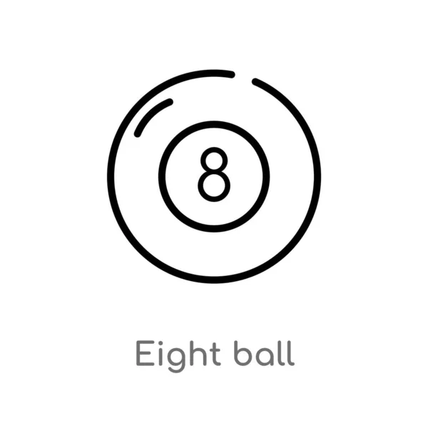 アウトライン8ボールベクトルアイコン エンターテイメントやアーケードコンセプトから孤立した黒のシンプルなライン要素のイラスト 白い背景に編集可能なベクトルストローク8ボールアイコン — ストックベクタ